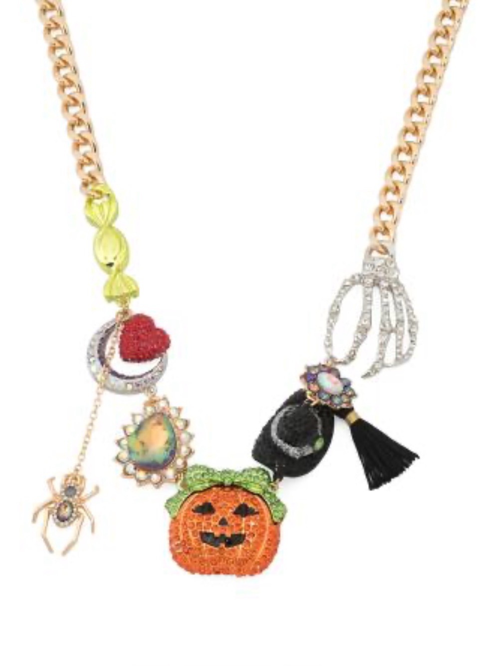 BETSEY JOHNSON HALLOWEEN CHAIN LINK pumpkin spider witch costume NECKLACE - NWT